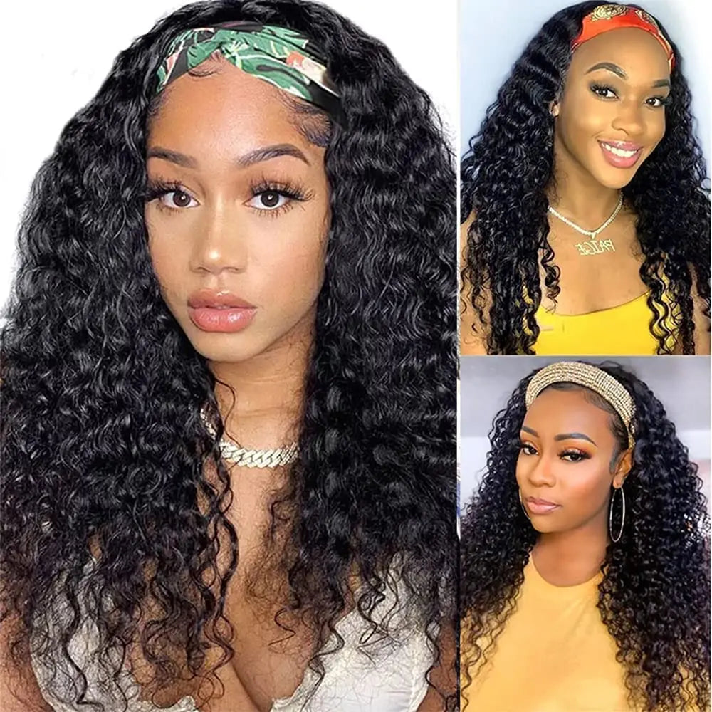 Crown Kinky Curly Headband Wig