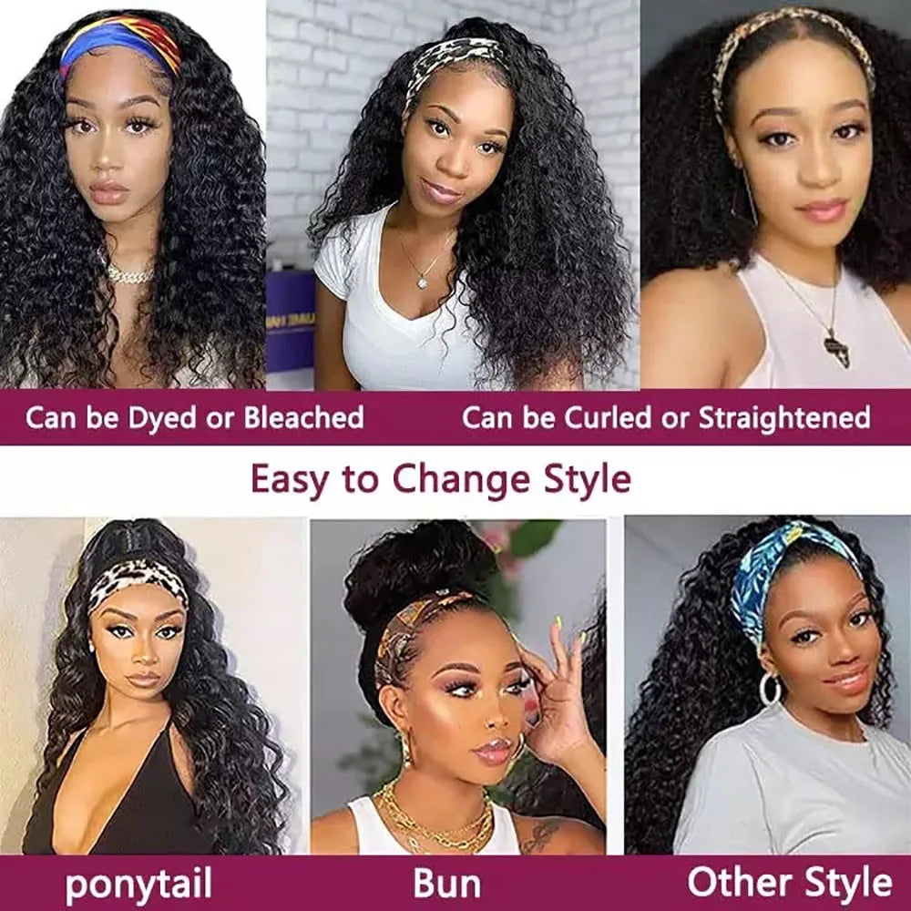 Crown Kinky Curly Headband Wig
