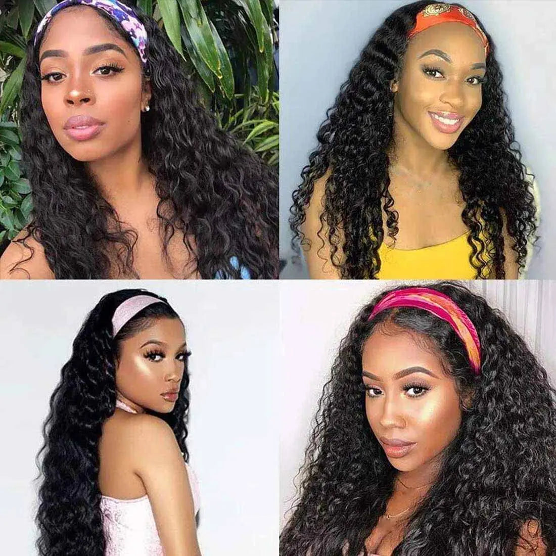 Crown Kinky Curly Headband Wig