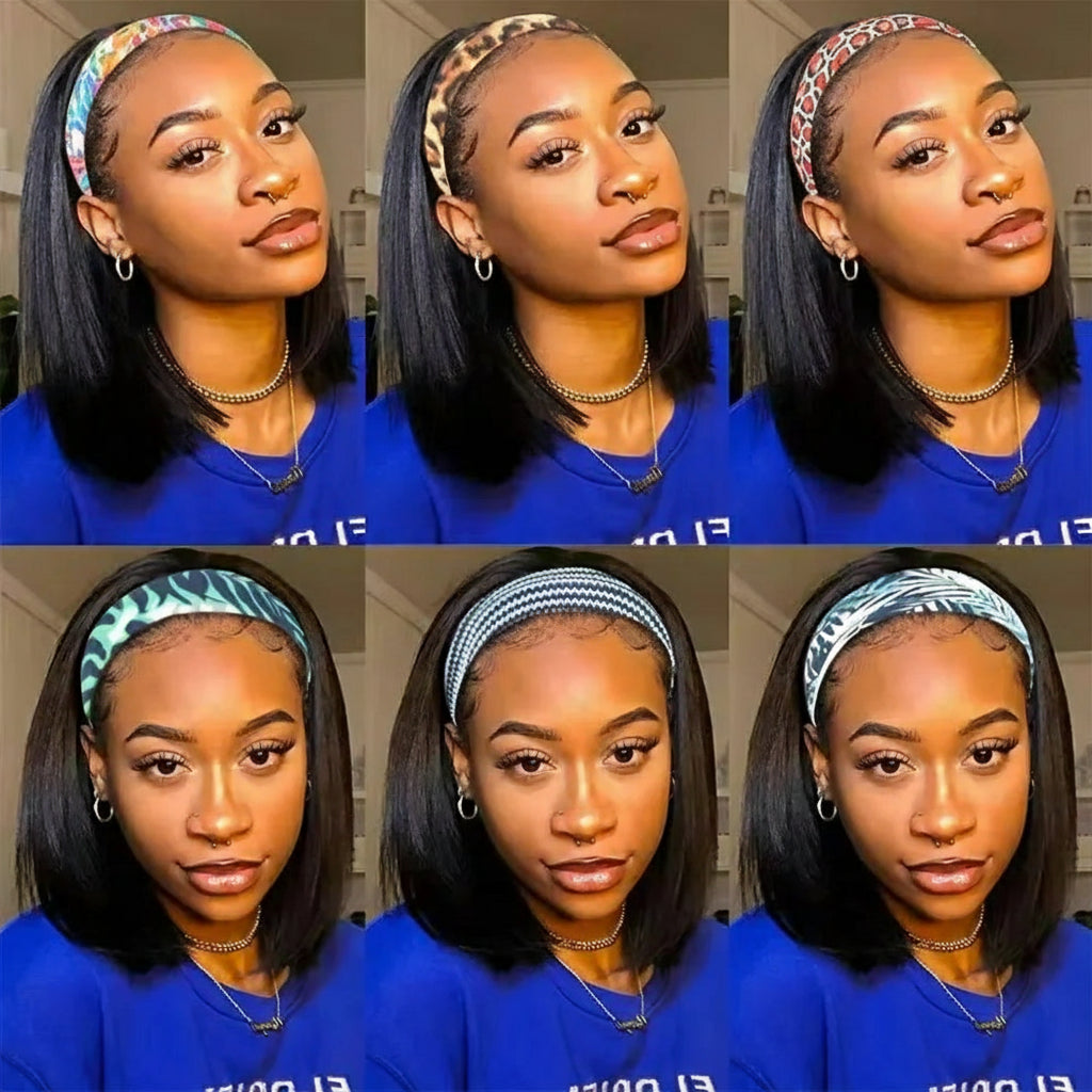 Crown Straight Headband Bob Wig
