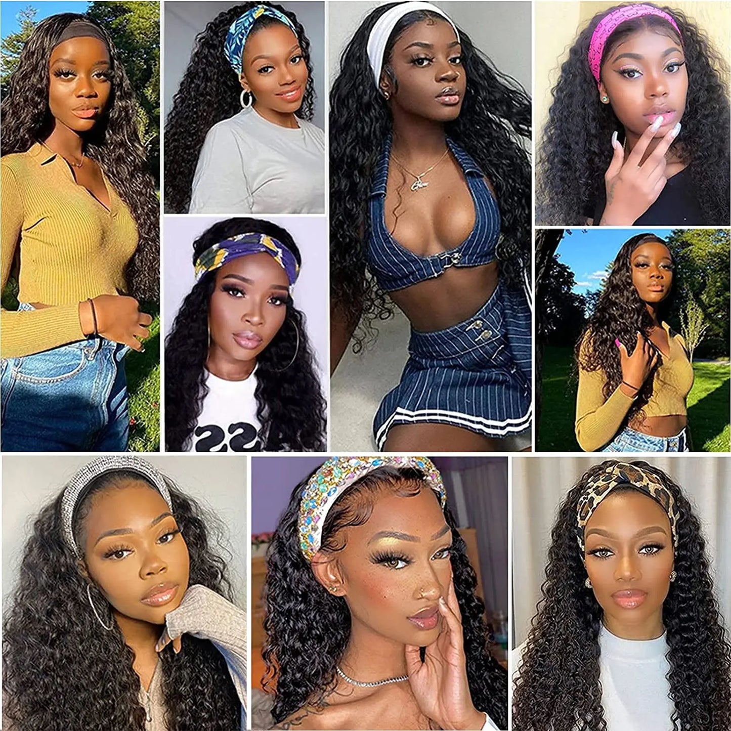 Crown Kinky Curly Headband Wig