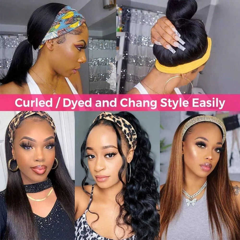 Crown Straight Headband Wig