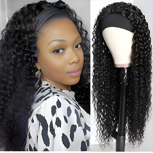Crown Kinky Curly Headband Wig