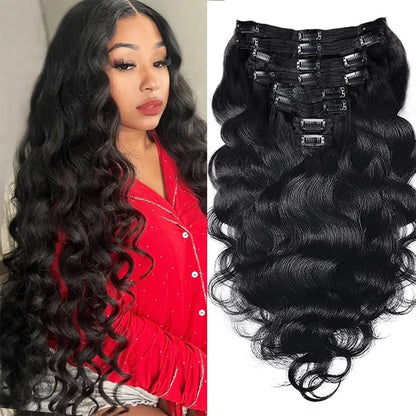 Crown Brazilian Body Wave Clips-Ins