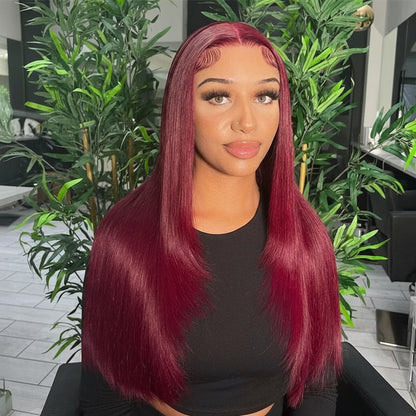 Crown Glueless Burgundy Straight Wig