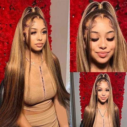 Crown Highlight Honey Blonde Wig