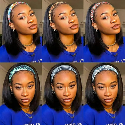Crown Straight Headband Bob Wig