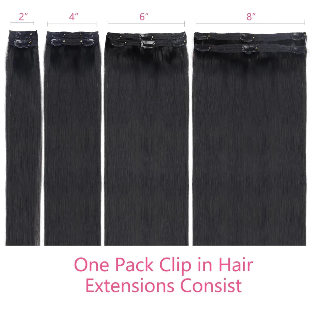 Crown Brazilian Straight Clip-Ins