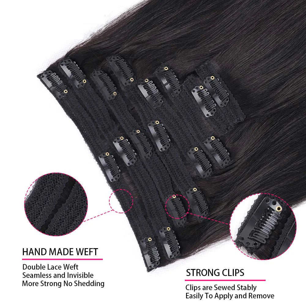 Crown Brazilian Straight Clip-Ins