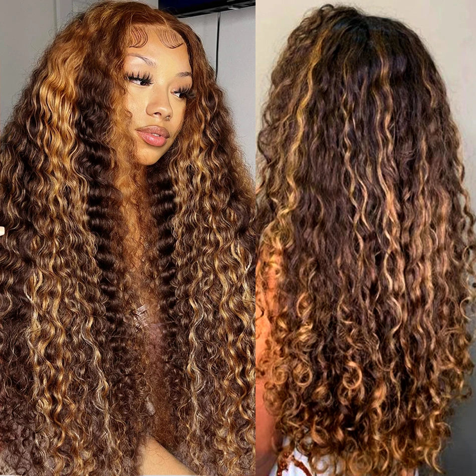 Crown Honey Brown Deep Wave Wig