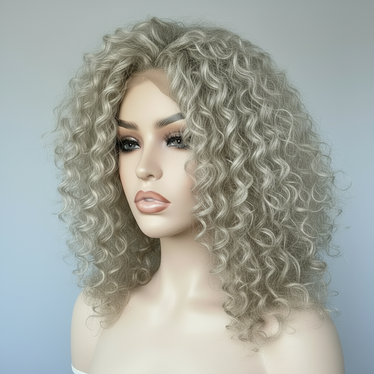 Crown Glueless Ash Blonde Curly Wig