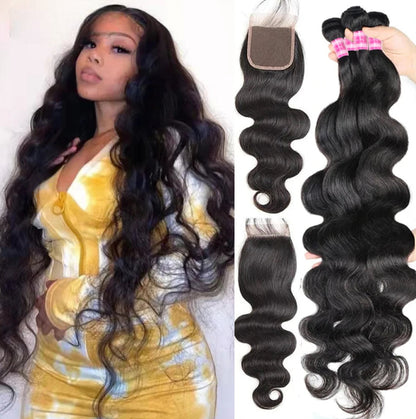 Crown Brazilian Body Wave Bundles with closure