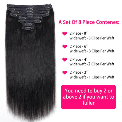 Crown Brazilian Straight Clip-Ins