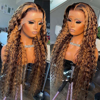 Crown Honey Brown Deep Wave Wig