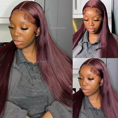 Crown Glueless Burgundy Straight Wig