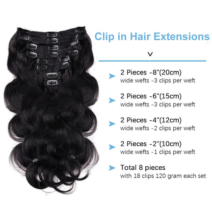 Crown Brazilian Body Wave Clips-Ins