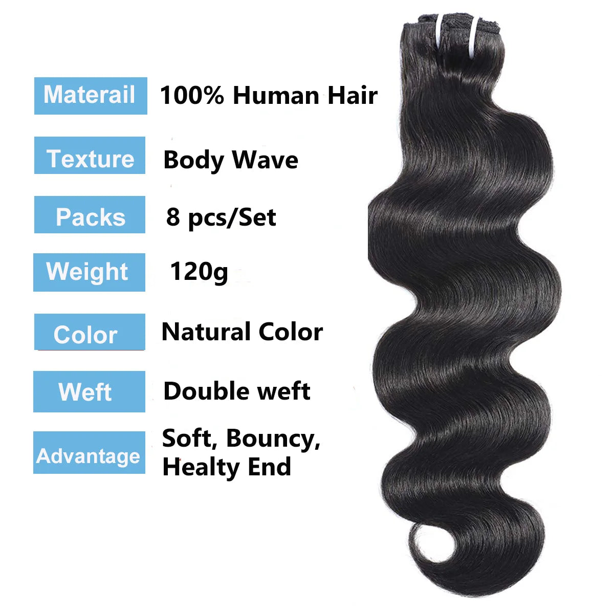 Crown Brazilian Body Wave Clips-Ins