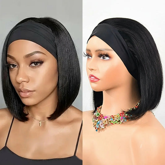 Crown Straight Headband Bob Wig
